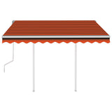 Vidaxl Luifel extensible manuellement avec des poteaux de 3,5 x 2,5 m orange et brun