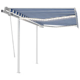 Vidaxl Luifel extensible manuellement avec LED 3,5 x 2,5 m bleu et blanc