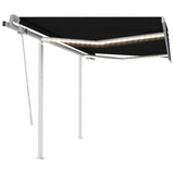 Vidaxl Luifel extensible manuellement avec la LED 3,5 x 2,5 m anthracite -colored