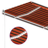 Vidaxl Luifel extensible manuellement avec LED 3,5 x 2,5 m d'orange et brun