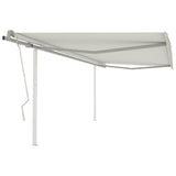 Vidaxl luifel extensible manuellement avec des poteaux 4x3 m crème -colored