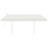 Vidaxl luifel extensible manuellement avec des poteaux 4x3 m crème -colored