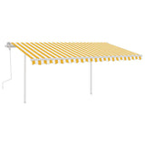Vidaxl luifel extensible manuellement avec des poteaux 4x3 m jaune et blanc