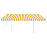 Vidaxl luifel extensible manuellement avec des poteaux 4x3 m jaune et blanc