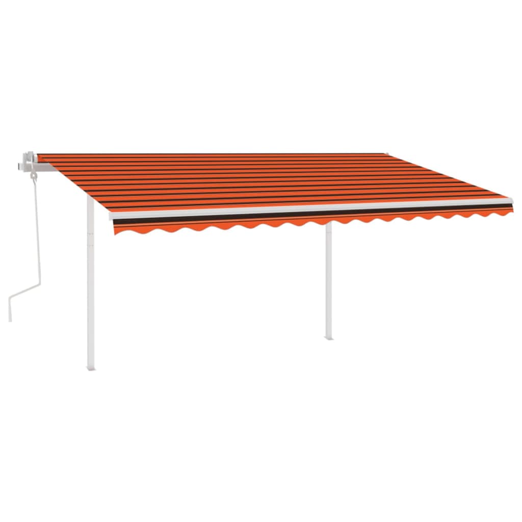Vidaxl luifel extensible manuellement avec des poteaux 4x3 m orange et brun