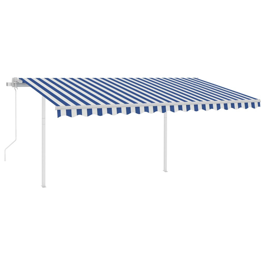 Vidaxl Luifel a automatiquement extensible avec des poteaux 4x3 m bleu et blanc