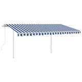 Vidaxl Luifel a automatiquement extensible avec des poteaux 4x3 m bleu et blanc