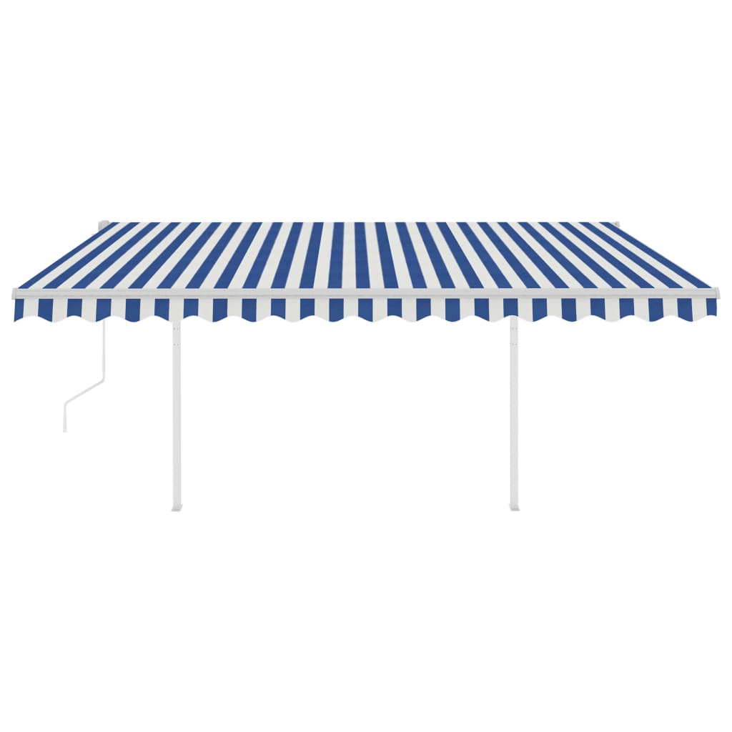 Vidaxl Luifel a automatiquement extensible avec des poteaux 4x3 m bleu et blanc