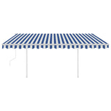 Vidaxl Luifel a automatiquement extensible avec des poteaux 4x3 m bleu et blanc
