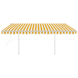 Vidaxl Luifel a automatiquement extensible avec des poteaux 4x3 m jaune et blanc