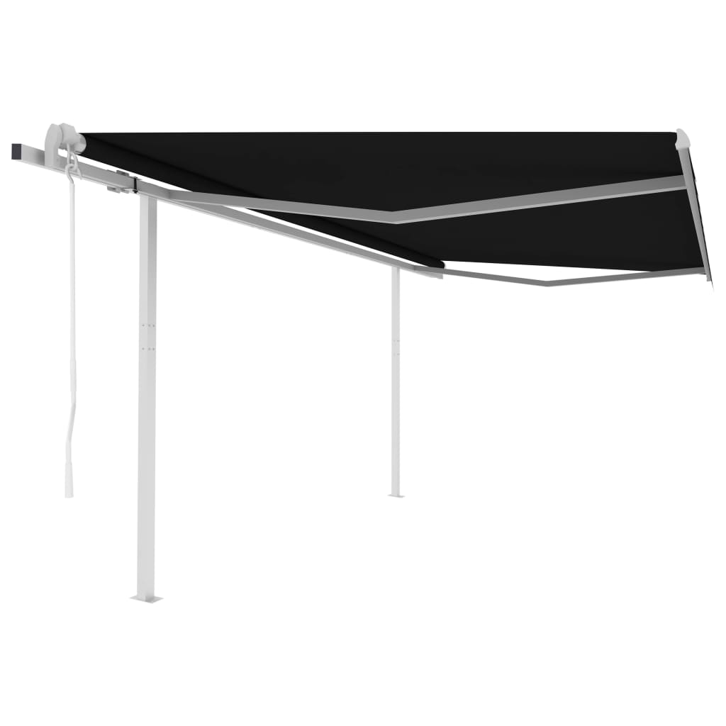 Vidaxl Luifel a automatiquement extensible avec des poteaux 4x3 m anthracite -colored