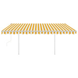 Vidaxl luifel automatique avec led et capteur de vent 4x3 m jaune et blanc
