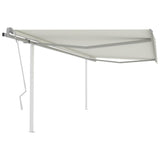 Vidaxl Luifel extensible manuellement avec des poteaux 4,5x3 m crème -colored