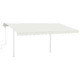 Vidaxl Luifel extensible manuellement avec des poteaux 4,5x3 m crème -colored