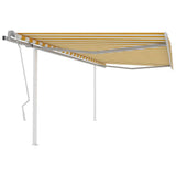 Vidaxl luifel extensible manuellement avec des poteaux 4,5x3 m jaune et blanc