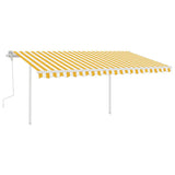 Vidaxl luifel extensible manuellement avec des poteaux 4,5x3 m jaune et blanc