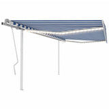 Vidaxl Luifel extensible manuellement avec LED 4,5x3 m bleu et blanc