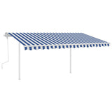Vidaxl Luifel extensible manuellement avec LED 4,5x3 m bleu et blanc