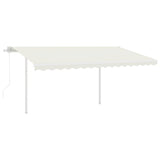 Vidaxl Luifel a automatiquement extensible avec des poteaux 4,5x3 M Crème -Colored