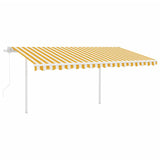 Vidaxl Luifel est automatiquement extensible avec des poteaux 4,5x3 m jaune et blanc