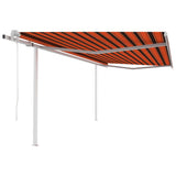 Vidaxl Luifel a automatiquement extensible avec des poteaux de 4,5x3 m brun orange