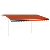 Vidaxl Luifel a automatiquement extensible avec des poteaux de 4,5x3 m brun orange