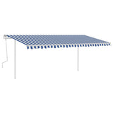 Vidaxl Luifel extensible manuellement avec des poteaux 5x3 m bleu et blanc