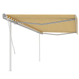 Vidaxl luifel extensible manuellement avec des poteaux 5x3 m jaune et blanc