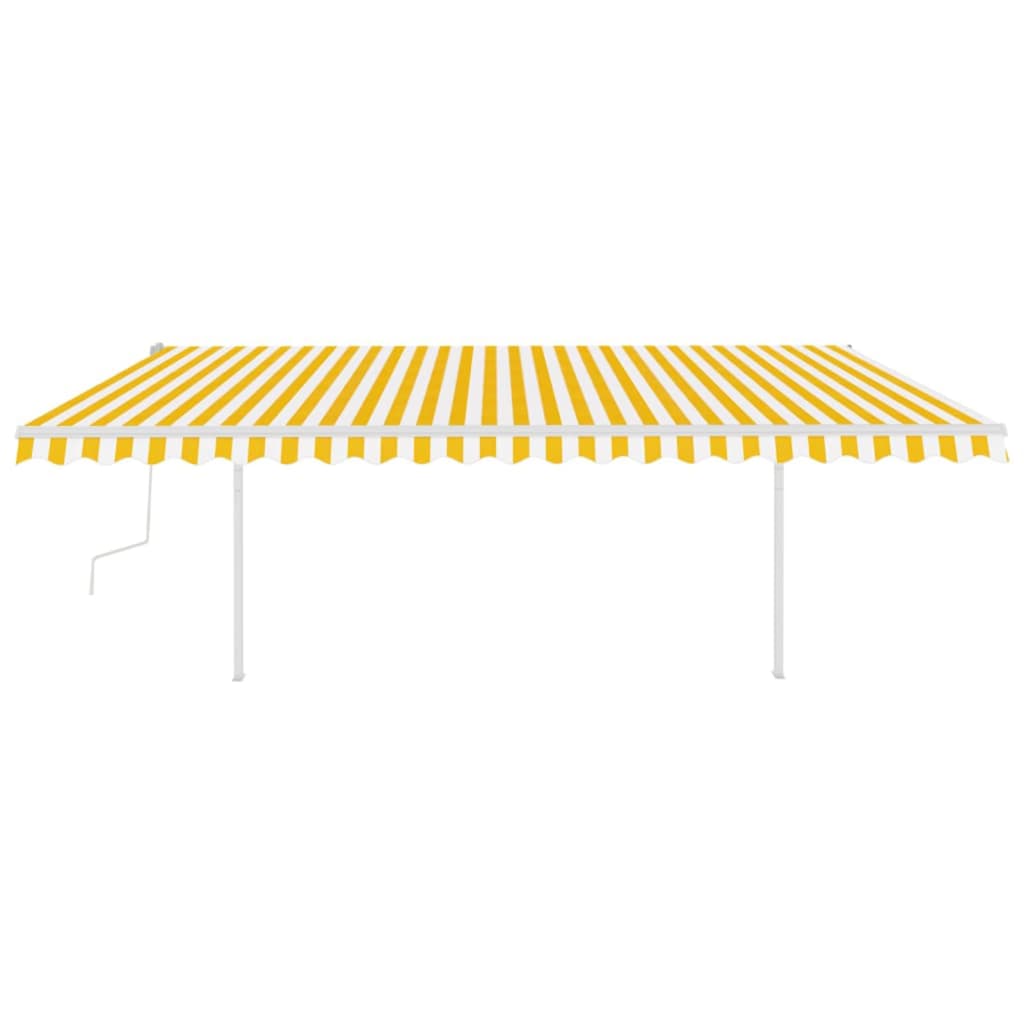Vidaxl luifel extensible manuellement avec des poteaux 5x3 m jaune et blanc