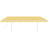 Vidaxl luifel extensible manuellement avec des poteaux 5x3 m jaune et blanc