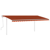 Vidaxl Luifel extensible manuellement avec des poteaux 5x3 m orange et brun