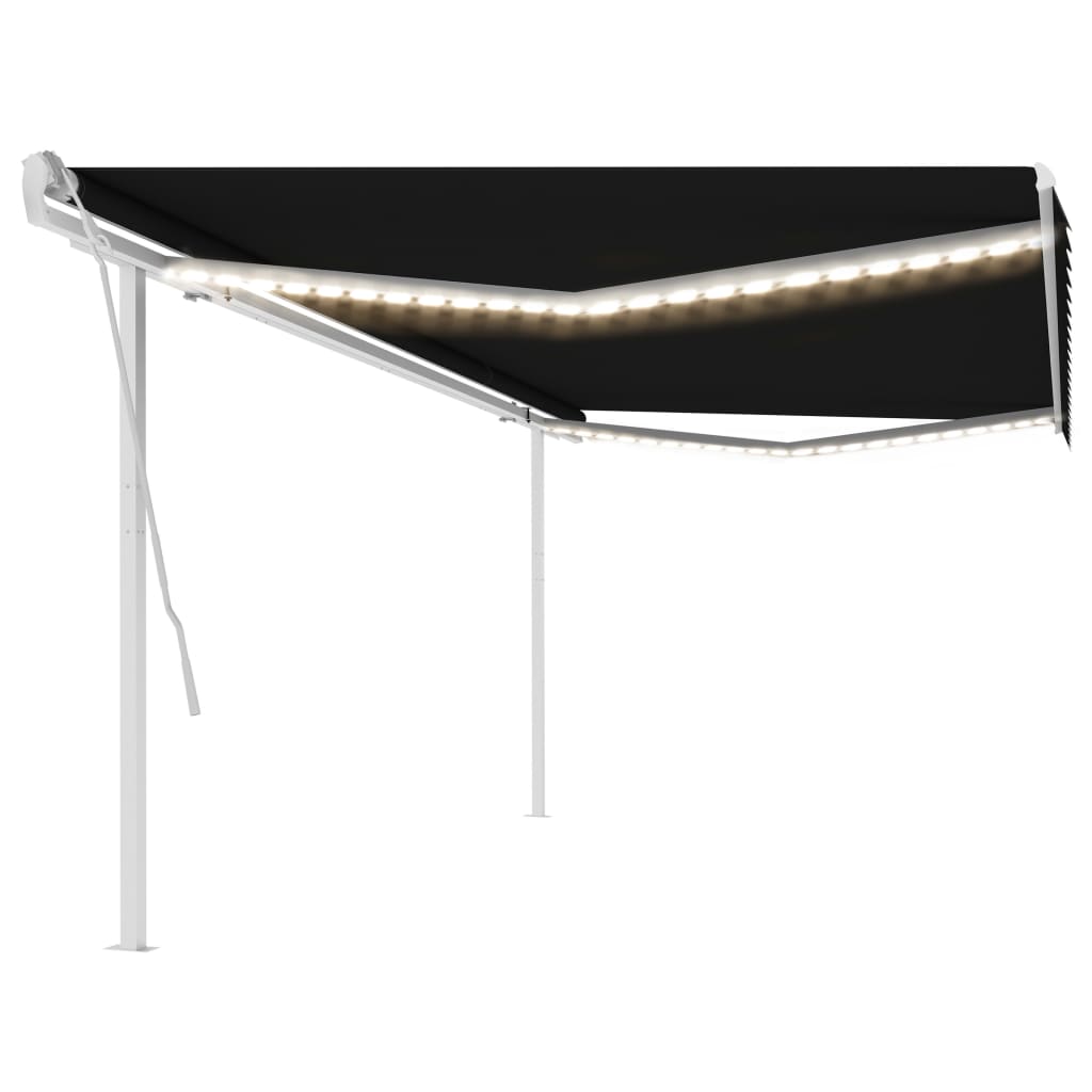Vidaxl Luifel extensible manuellement avec un LED 5x3 m anthracite -colored