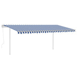 Vidaxl Luifel a automatiquement extensible avec des poteaux de 5x3 m bleu et blanc