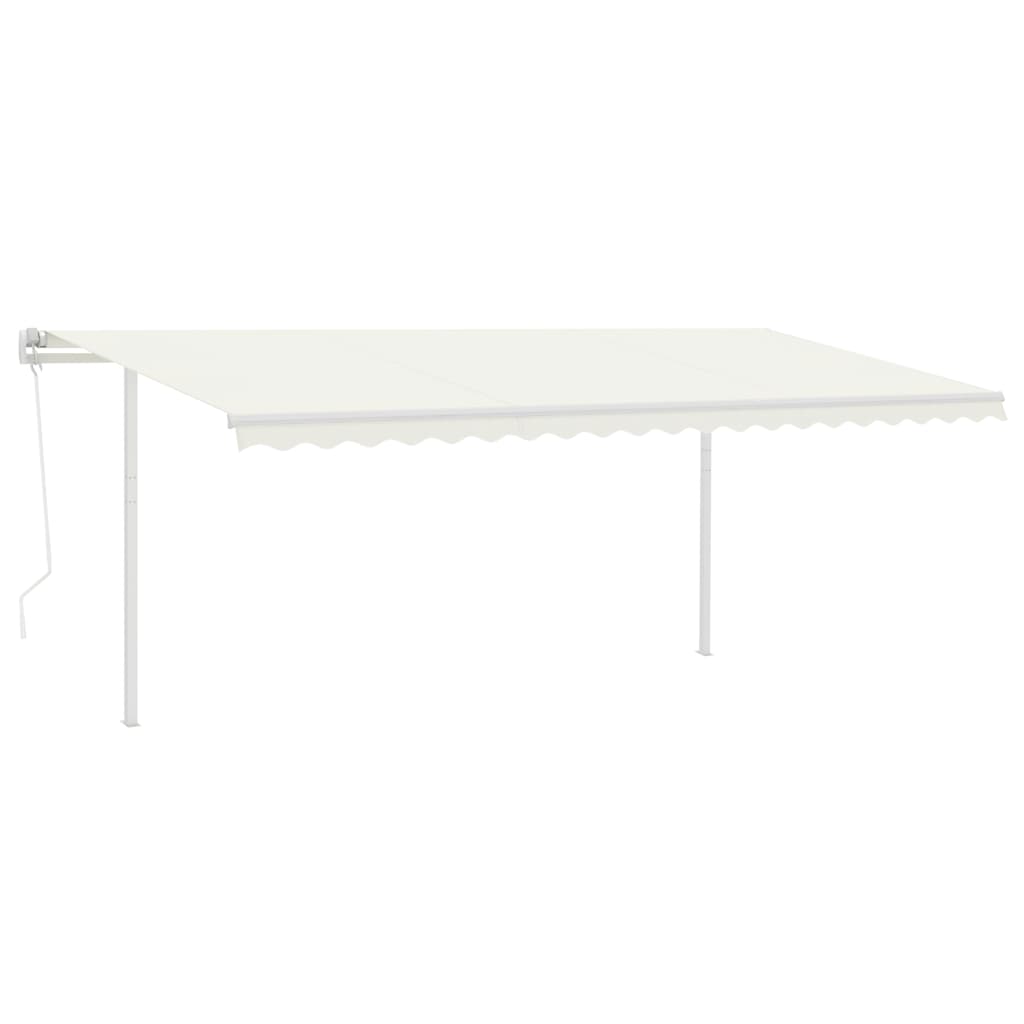 Vidaxl Luifel a automatiquement extensible avec des poteaux 5x3 M Cream -Colored