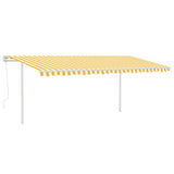 Vidaxl Luifel a automatiquement extensible avec des poteaux de 5x3 m jaune et blanc