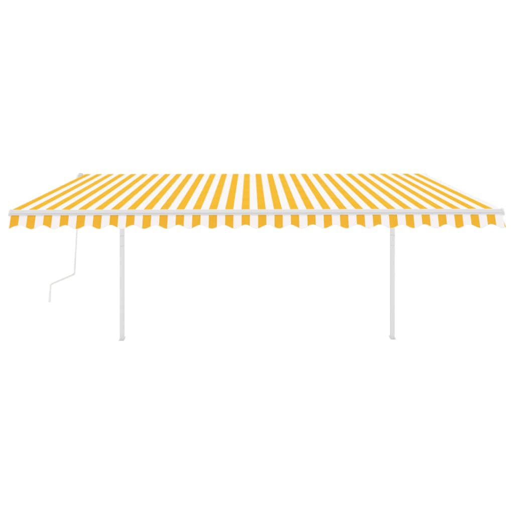 Vidaxl Luifel a automatiquement extensible avec des poteaux de 5x3 m jaune et blanc