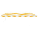 Vidaxl Luifel a automatiquement extensible avec des poteaux de 5x3 m jaune et blanc