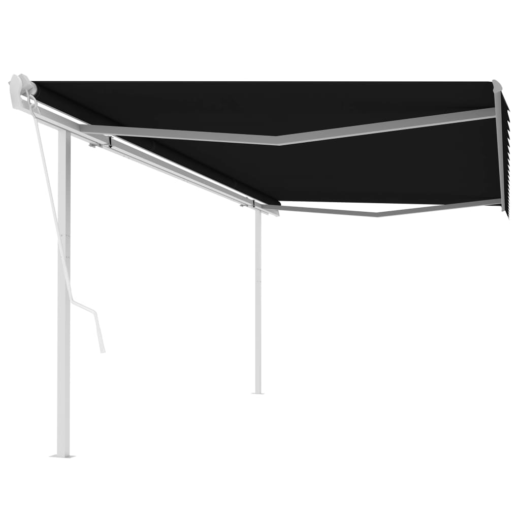 Vidaxl Luifel a automatiquement extensible avec des poteaux 5x3 m anthracite -colored