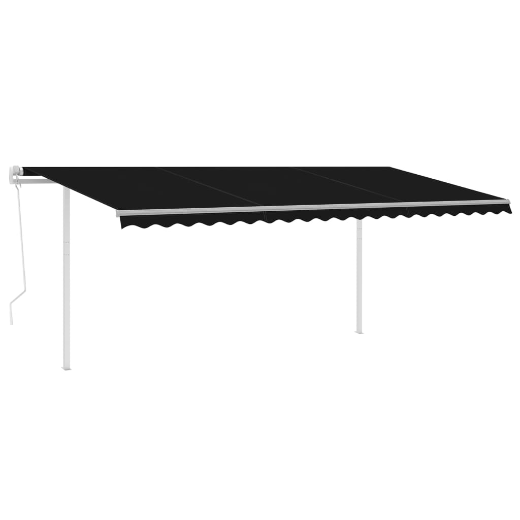 Vidaxl Luifel a automatiquement extensible avec des poteaux 5x3 m anthracite -colored