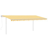 Vidaxl luifel automatique avec led et capteur de vent 5x3 m jaune et blanc