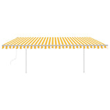 Vidaxl luifel automatique avec led et capteur de vent 5x3 m jaune et blanc