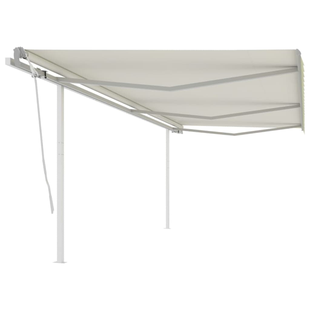 Vidaxl luifel extensible manuellement avec des poteaux 6x3 m crème -colored