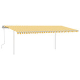 Vidaxl luifel extensible manuellement avec des poteaux 6x3 m jaune et blanc