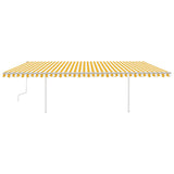 Vidaxl luifel extensible manuellement avec des poteaux 6x3 m jaune et blanc