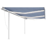 Vidaxl luifel extensible manuellement avec LED 6x3 m bleu et blanc