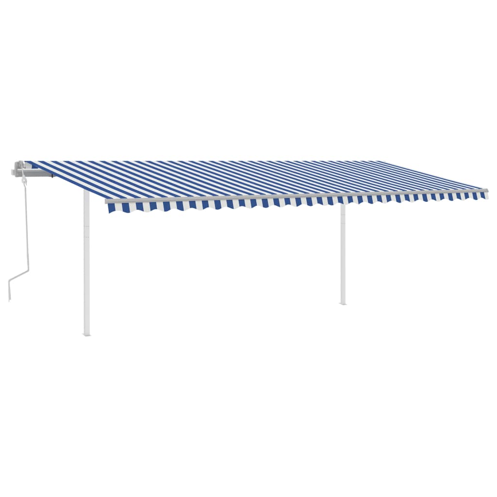 Vidaxl luifel extensible manuellement avec LED 6x3 m bleu et blanc