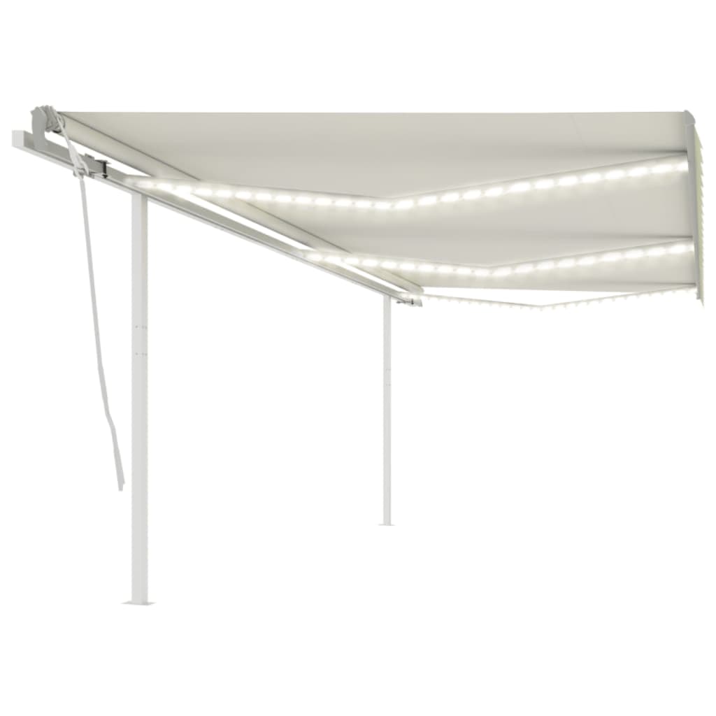 Vidaxl Luifel extensible manuellement avec LED 6x3 M Cream -Colored