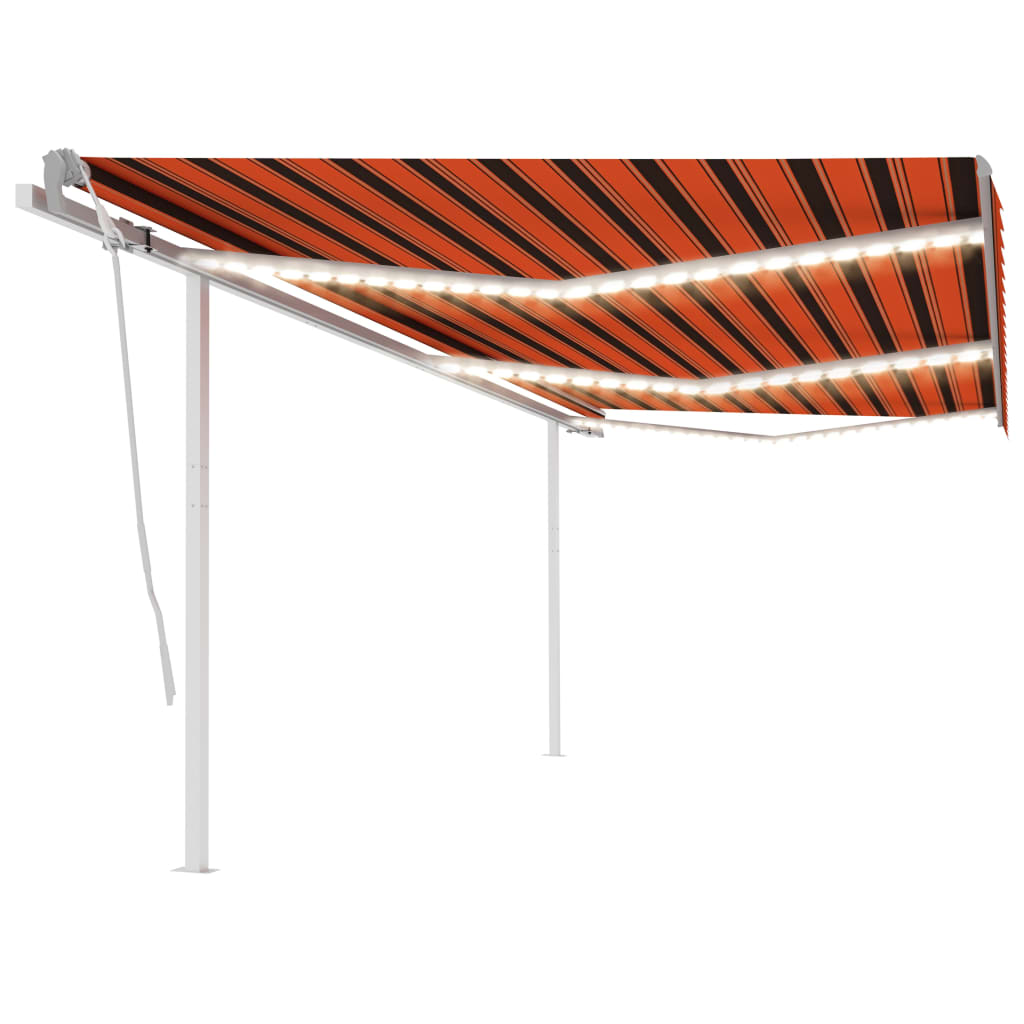 Vidaxl luifel extensible manuellement avec LED 6x3 m orange et brun