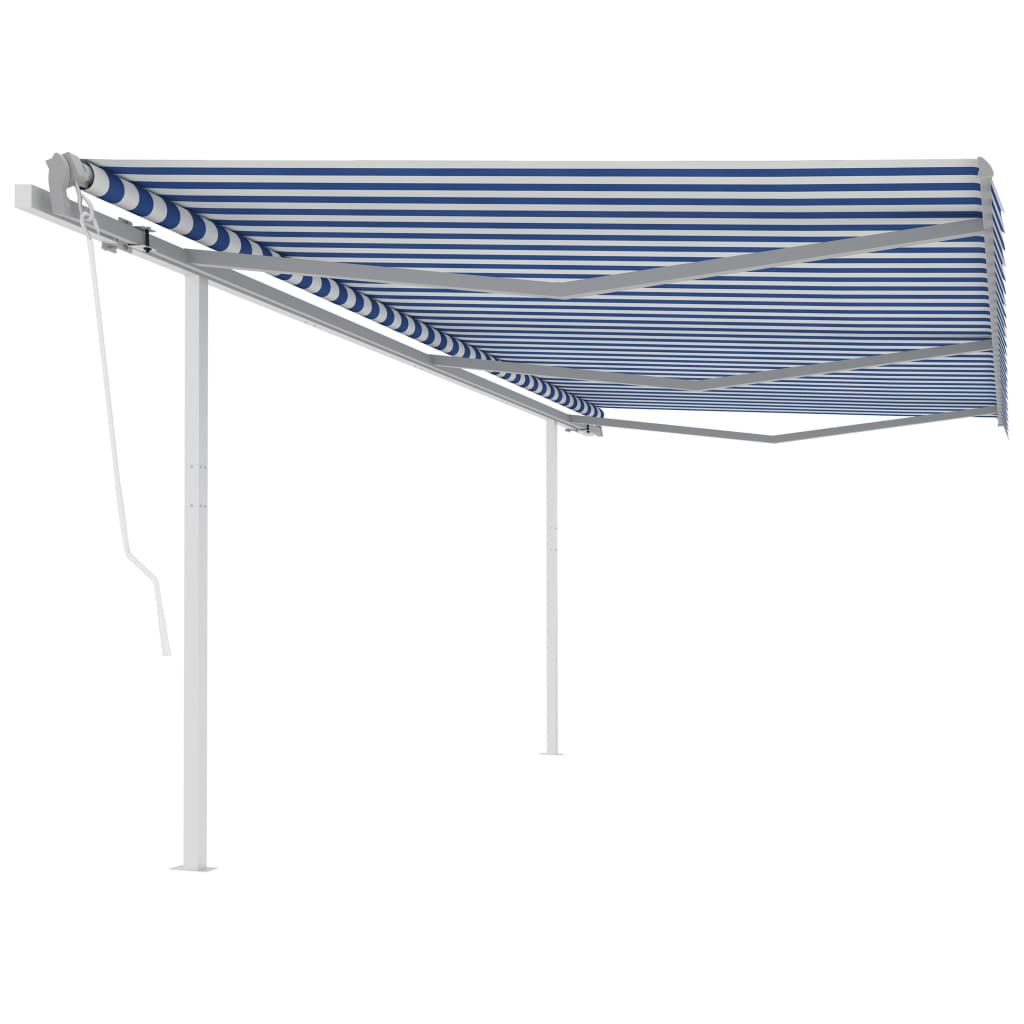Vidaxl Luifel a automatiquement extensible avec des poteaux de 6x3 m bleu et blanc