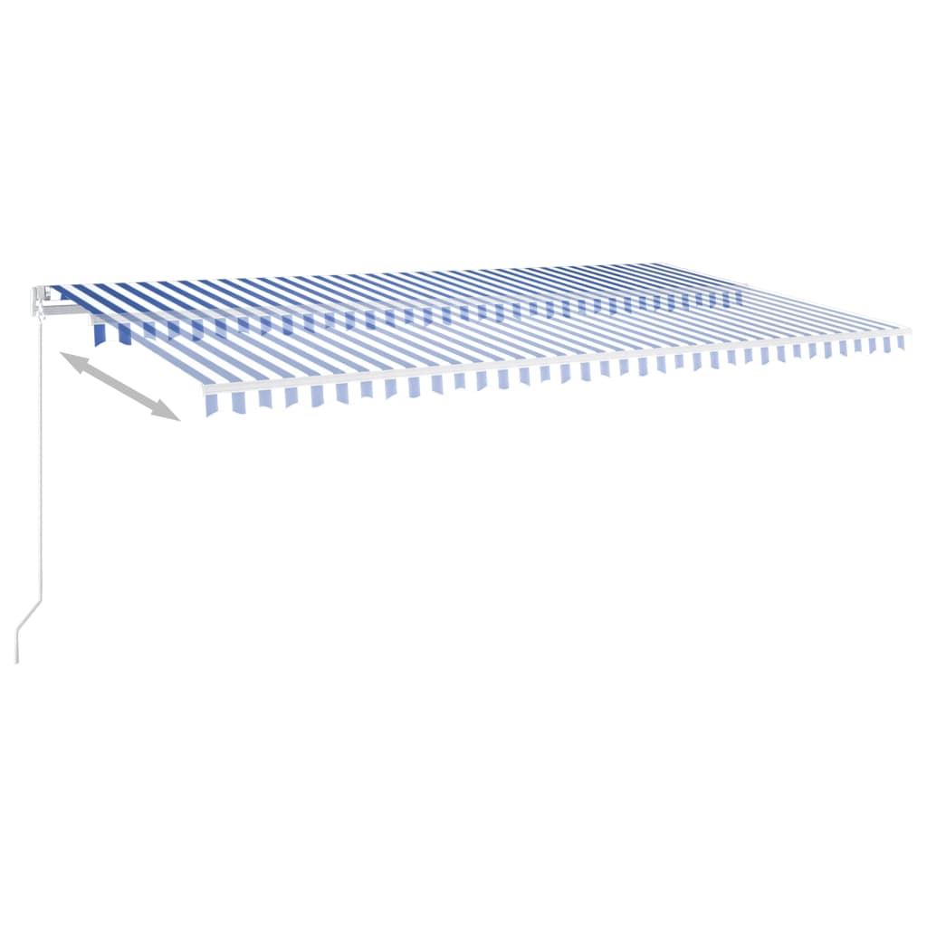 Vidaxl Luifel a automatiquement extensible avec des poteaux de 6x3 m bleu et blanc